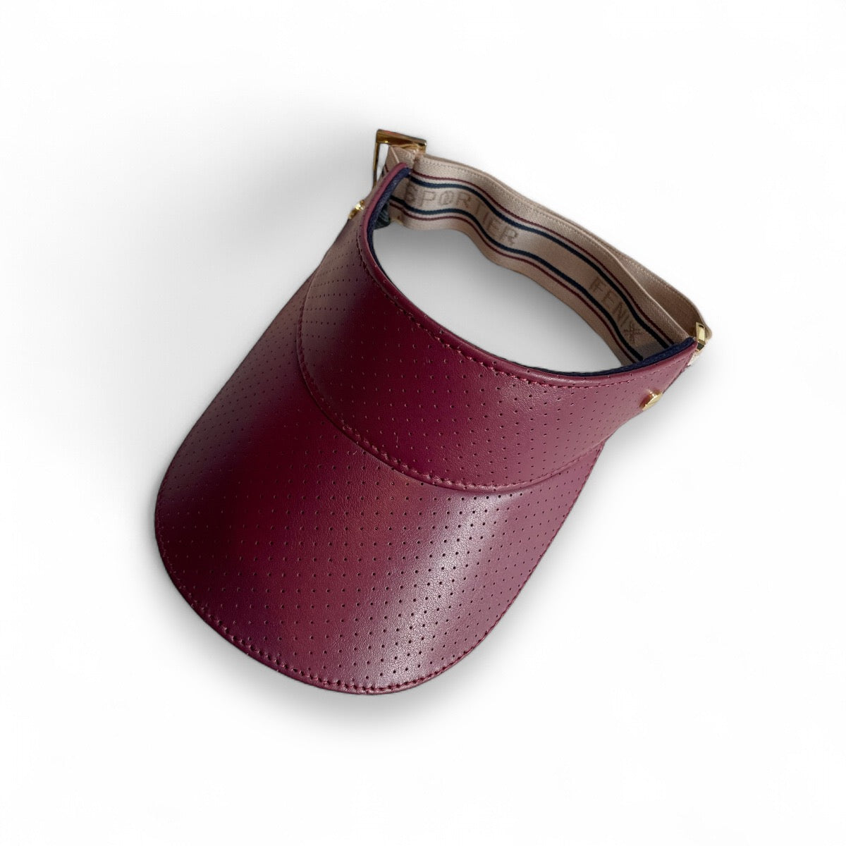 The Leather Visor - Crimson, Varsity Striped Elastic & Gold