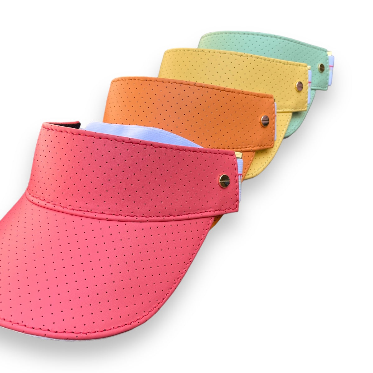 The Visor - Watermelon Leather & Gold - Sorbet