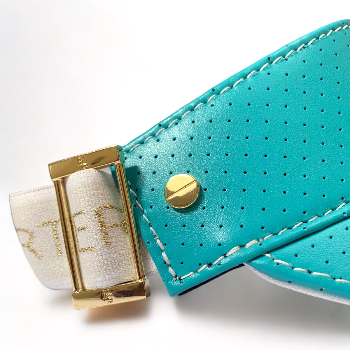 The Visor - Aquamarine Leather & Gold