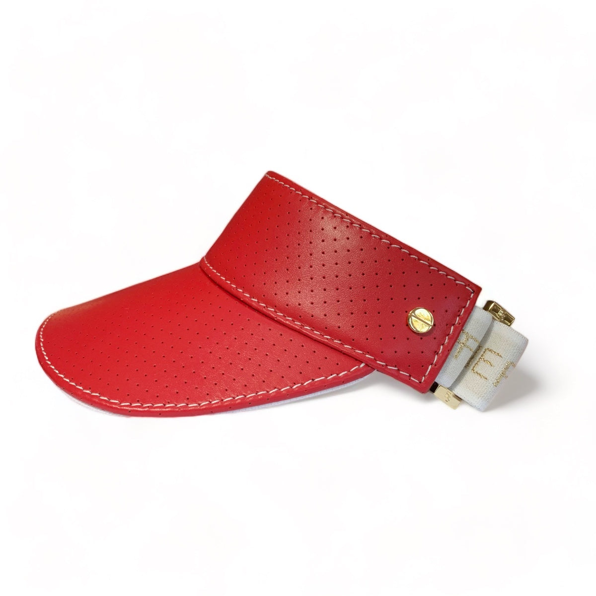 The Visor - Lobster Red Leather & Gold