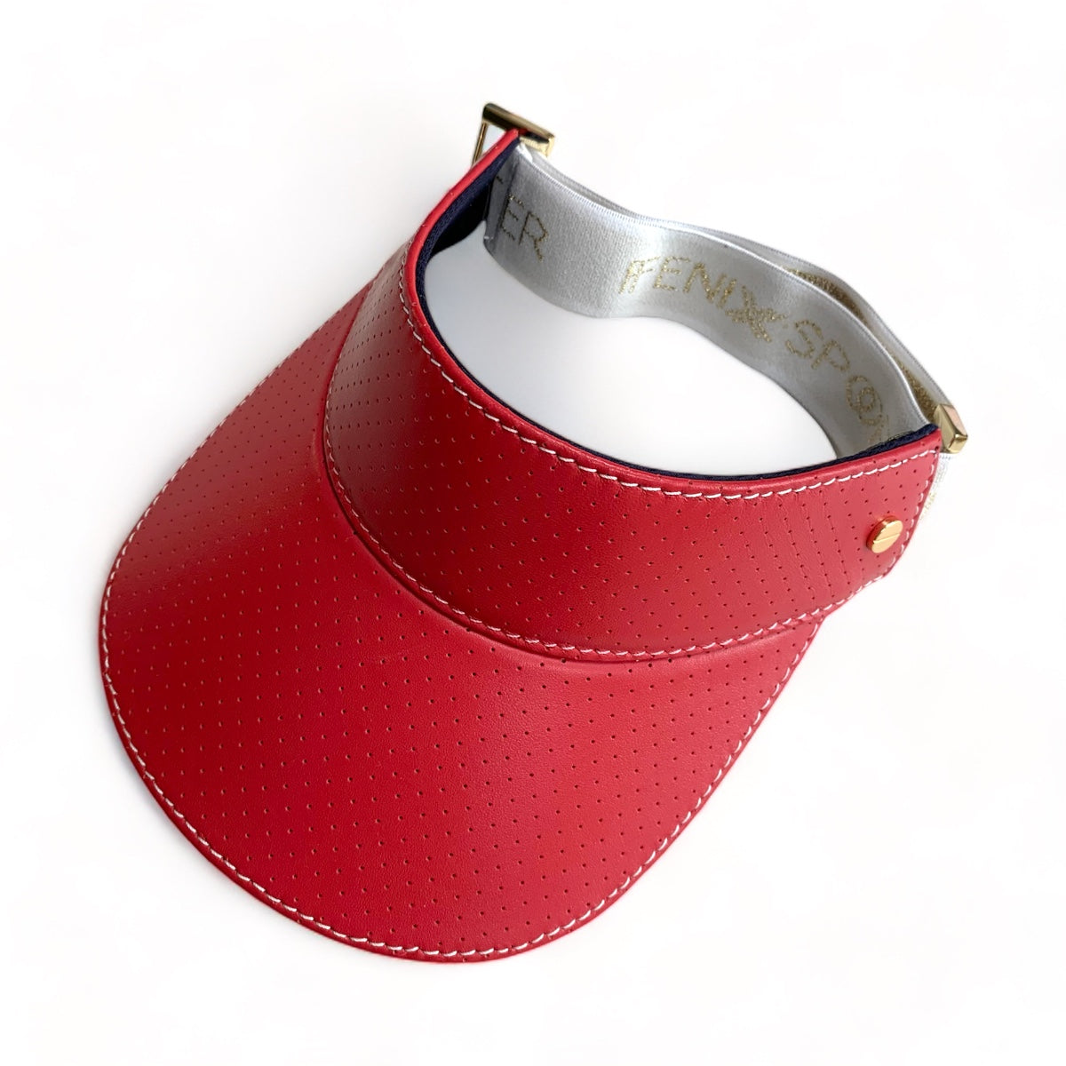 The Visor - Lobster Red Leather & Gold