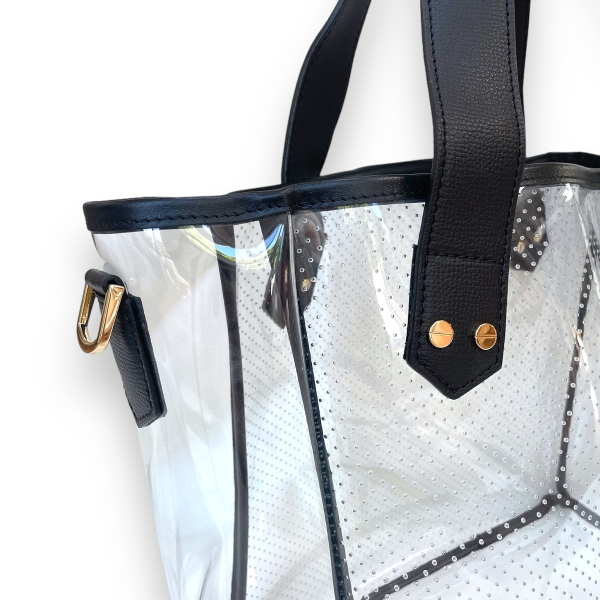 Gameday Bag - Black Leather / Clear PVC / Gold Hardware