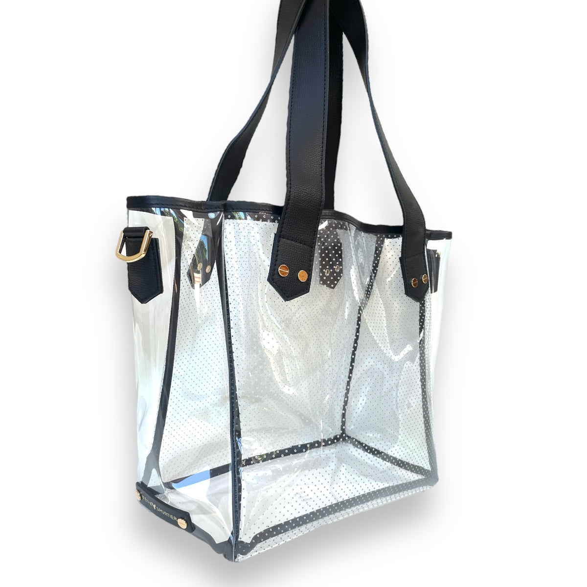 Gameday Bag - Black Leather / Clear PVC / Gold Hardware