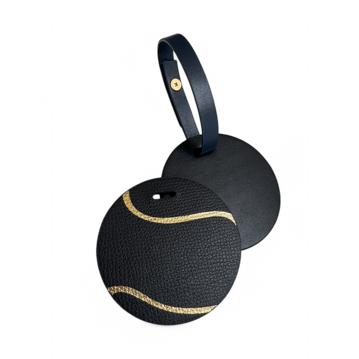 "My Ball" Leather Tennis Bag Tag - Black/Gold