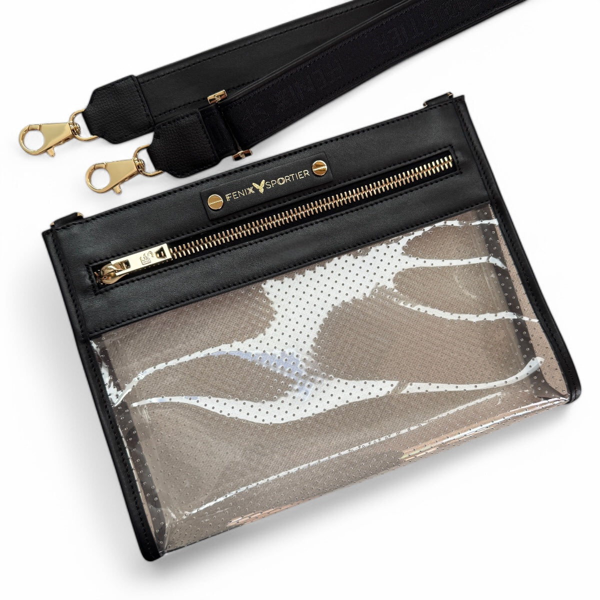 Front Row Bag - Black Leather / Clear PVC/ Gold Hardware