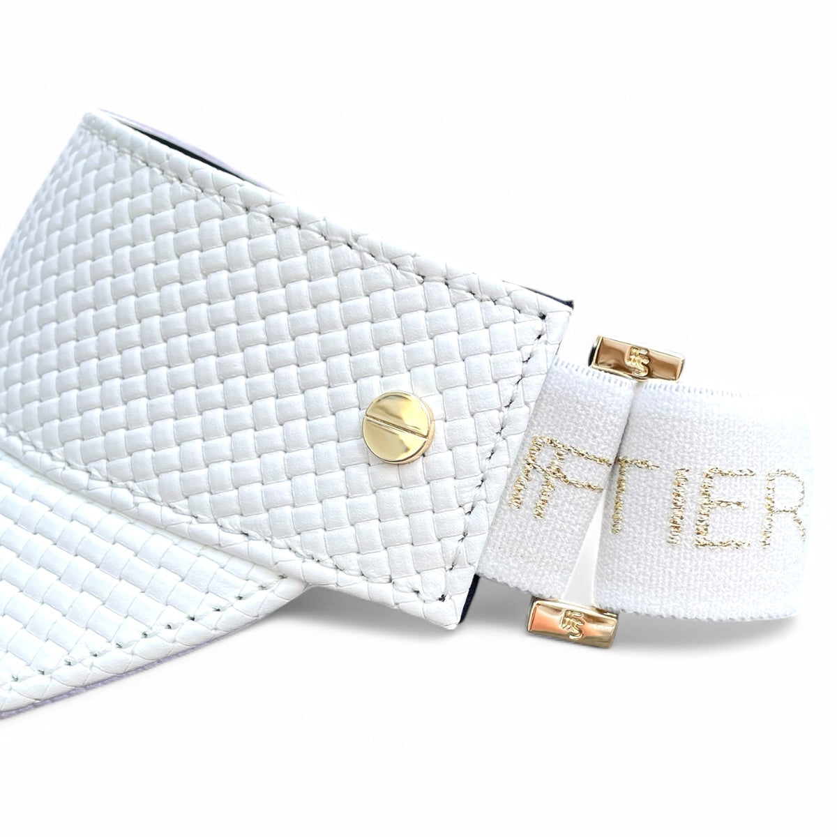 The Leather Visor - Basketweave White & Gold (Ltd. Ed.)